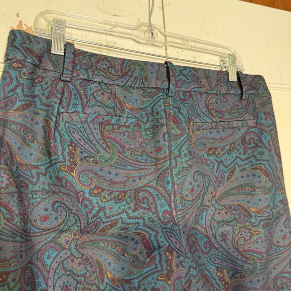 Talbots Hampshire Ankle Pants Paisley Print Straight Leg Size 10 Stretch Career - Picture 8 of 10